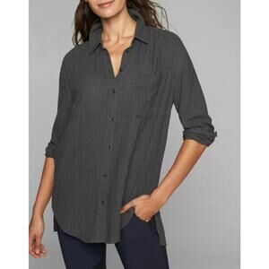 Athleta Avenues Shirt Top Charcoal Grey Heather SIZE M